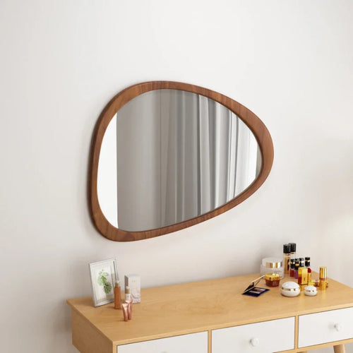 miroir mural en bois du milieu du siècle tendance réfléchissant HD