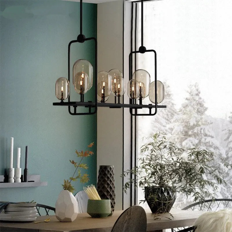 Luminaire suspendu verre rétro industriel - vue 3 sur 9