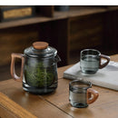 Théière en verre portative avec tasses style moderne