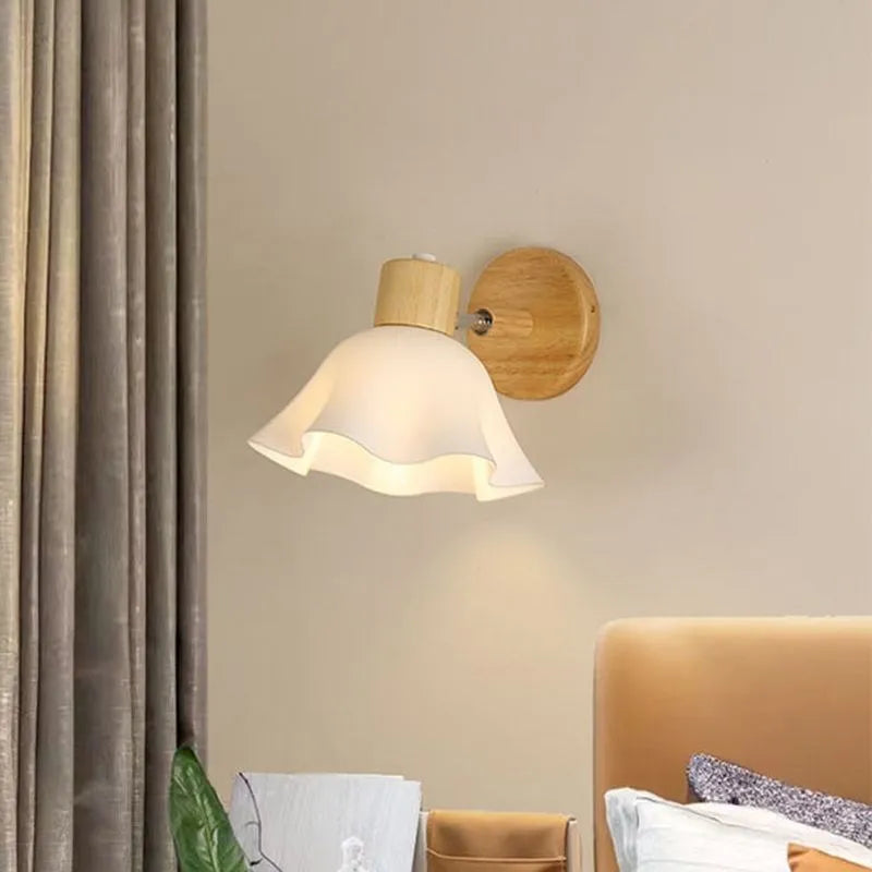 led nordique rotative bois céramique éclairage allée étude maison luminaire - vue 4 sur 9