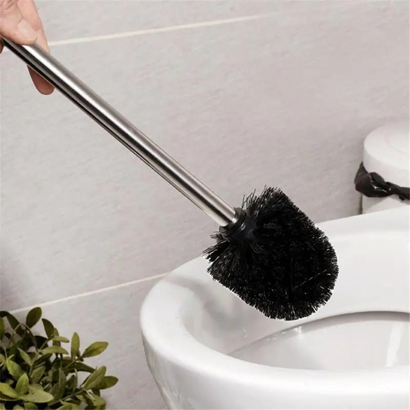 brosse de toilette en plastique avec manche inox et poils souples - vue 8 sur 8