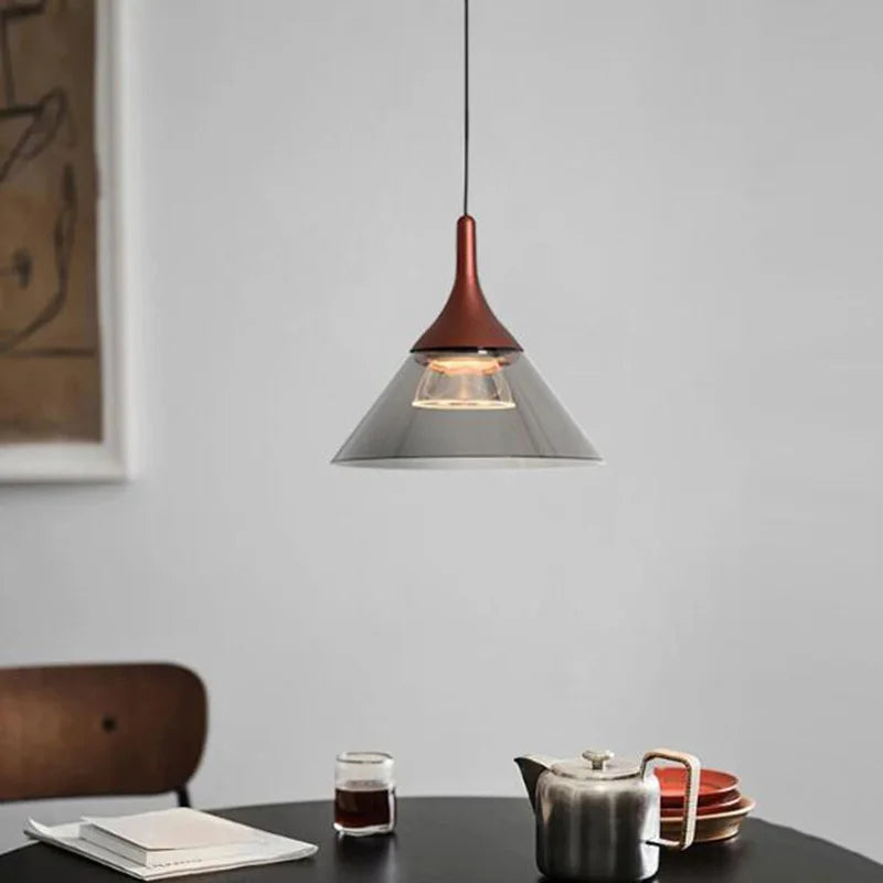 Plafonnier LED suspendu en aluminium et verre - vue 4 sur 10