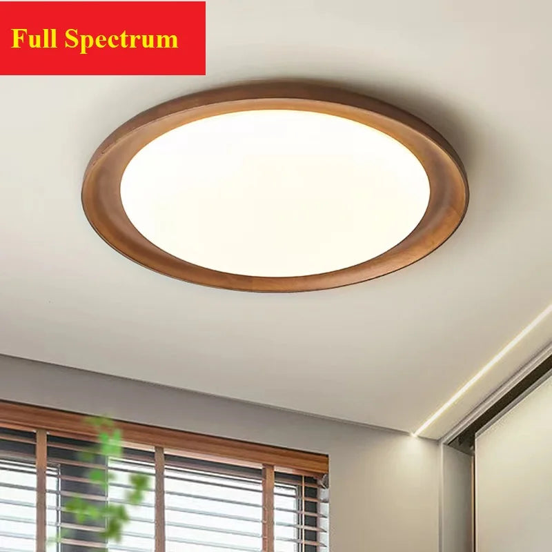 plafonnier wabi-sabi spectre complet led en bois massif rondin - vue 2 sur 10