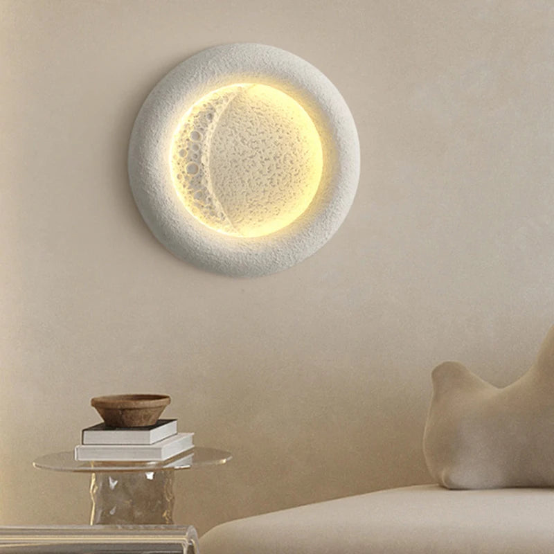 applique murale led lune 3 intensités art déco résine - vue 2 sur 8
