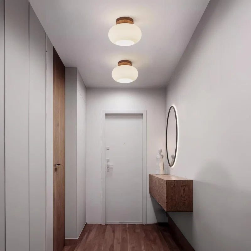 Walnut Wood ceiling light, Wabi-sabi Modern style, Aisle lighting for Bedroom, Living, Corridor, Aisle balcony, Entrance Hall - vue 5 sur 7