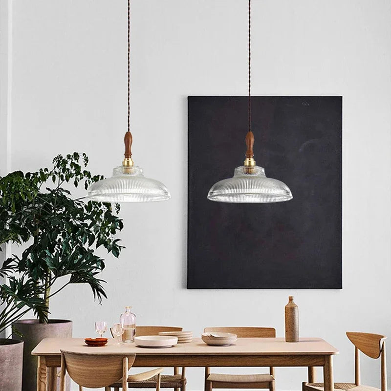 suspension moderne en cuivre et bois pour intérieur décoratif - vue 4 sur 10