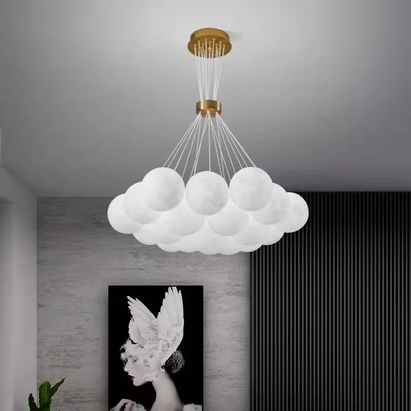 lustre nordique planète lune design bulle led décoration maison - vue 5 sur 18
