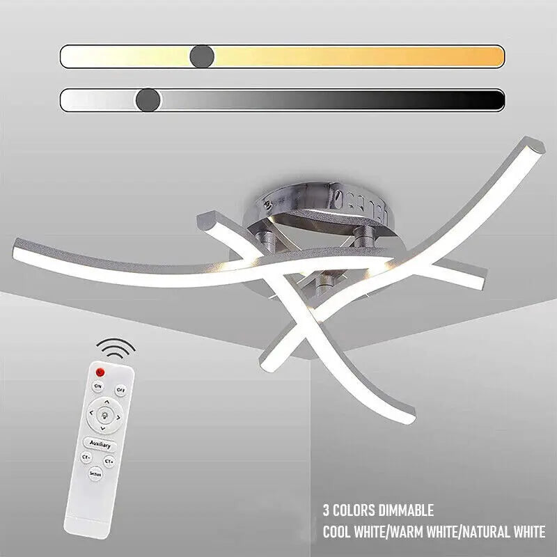plafonnier chromé à barres LED ondulées - vue 4 sur 8