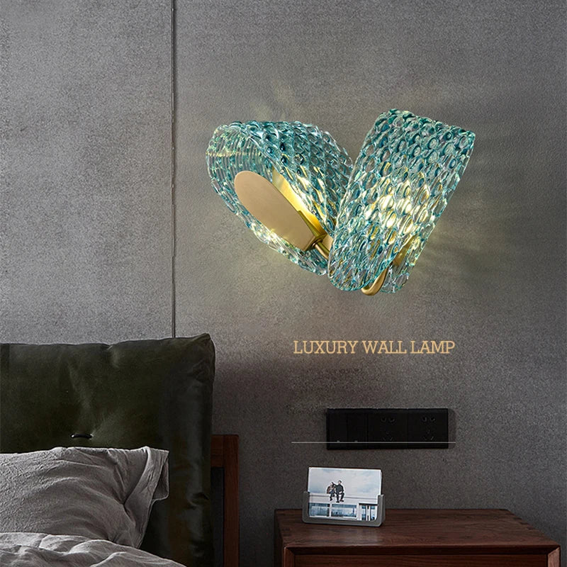 Placards de chambre à coucher bleu serpent échelle verre luminaire applique murale LED lampe Lustre luxe décor à la maison appareil ménager décoration murale - vue 3 sur 18