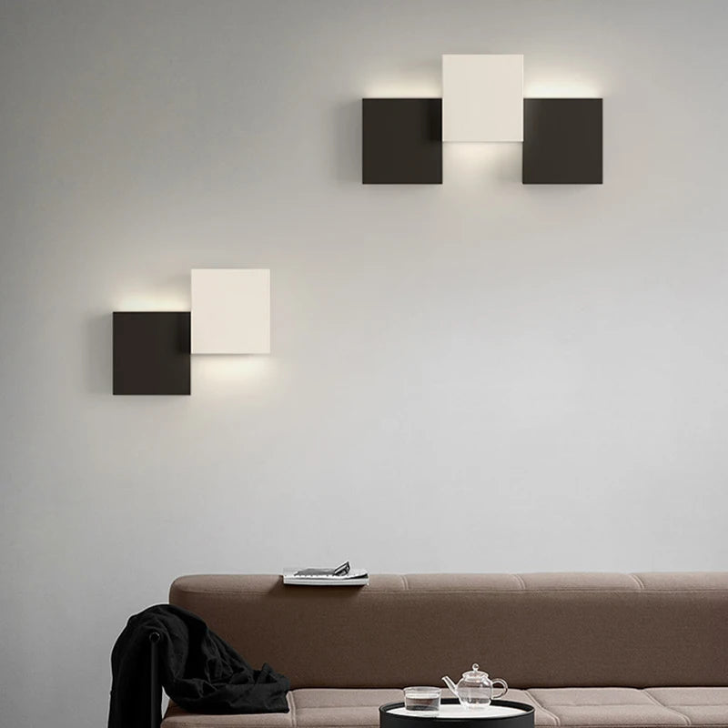 Applique murale design carrés noir et blanc minimaliste - vue 6 sur 9