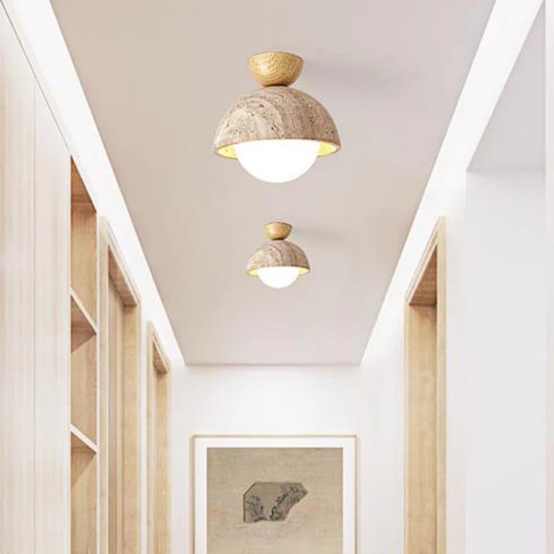plafonnier scandinave travertin wabi sabi led marbre - vue 4 sur 8