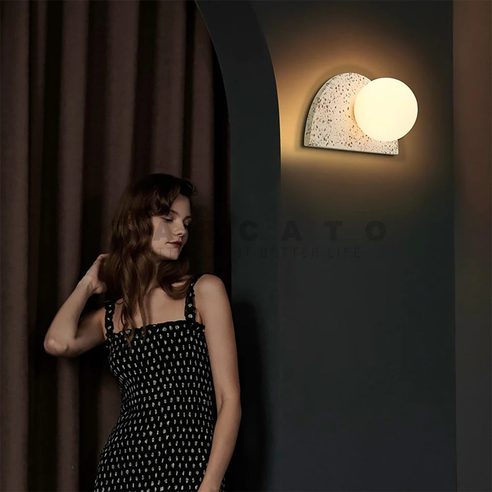 applique led terrazzo japonais rétro nordique homestay ciment - vue 4 sur 10