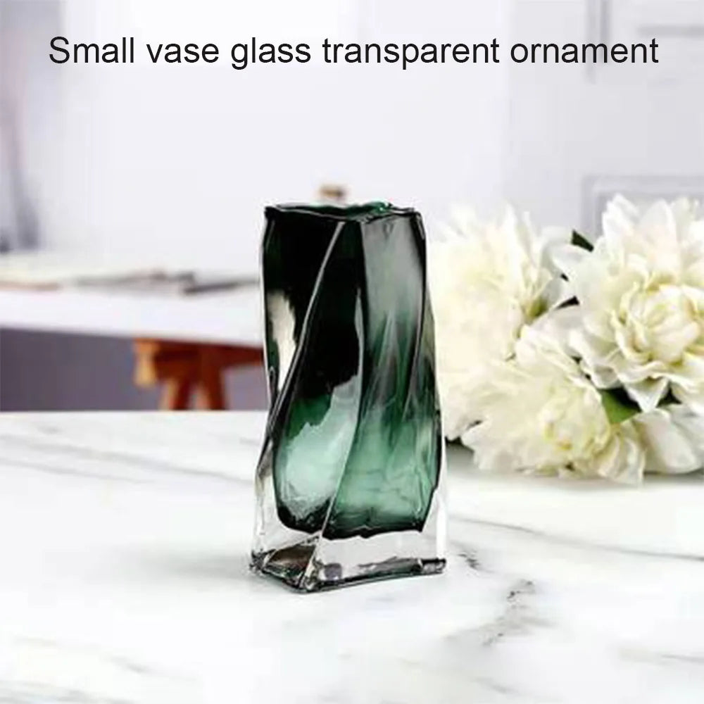 pot de fleurs en verre torsadé design artistique pour plantes d'intérieur