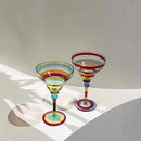 Verre cocktail creatif flamant motif rayures main