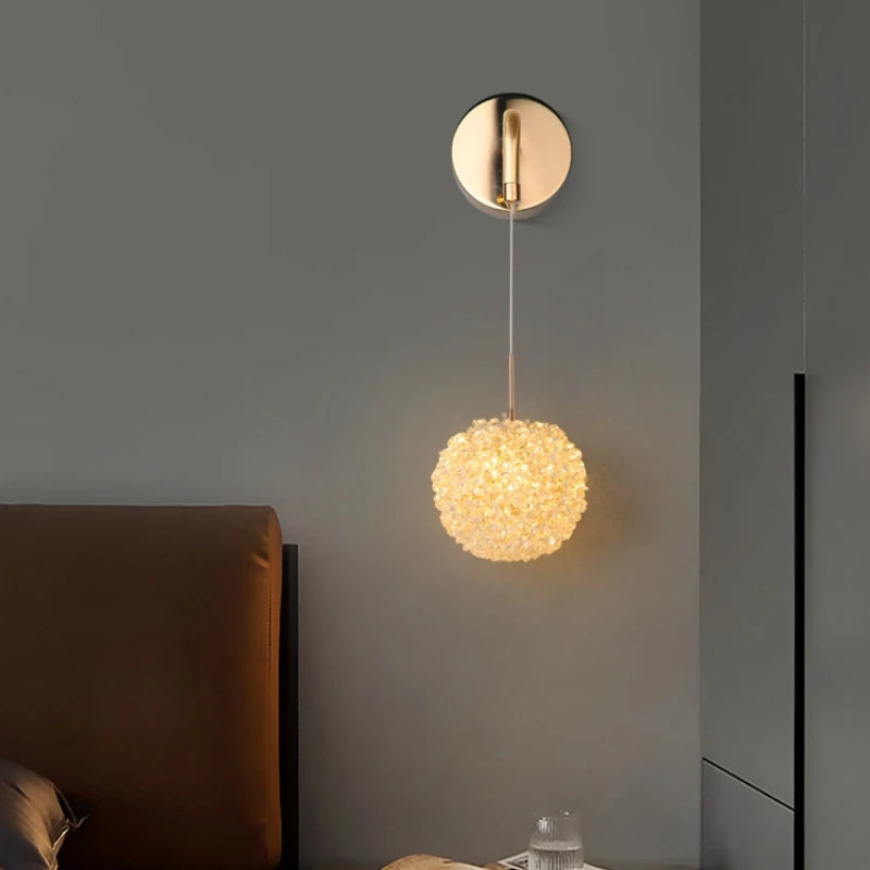 applique murale en cristal et métal doré avec fil d'éclairage réglable - vue 5 sur 10