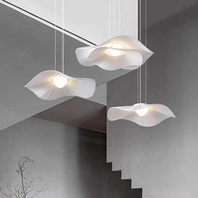 Nordique minimaliste tissu crème Wabi Sabi Style Led lustre salon chambre décor à la maison Loft suspension lumières lampe suspendue