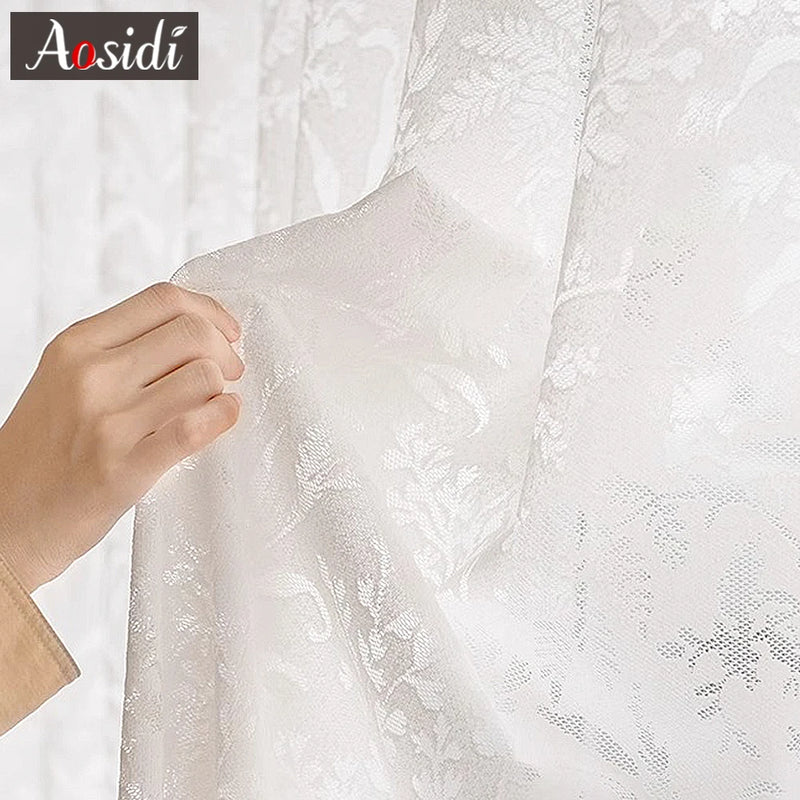 Voilage dentelle florale translucide rideau salon chambre moderne