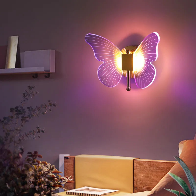 Applique murale LED papillon colorée - vue 3 sur 7