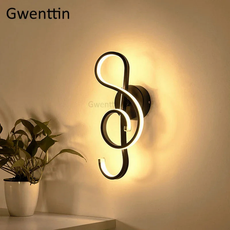 Applique murale design notes de musique lumières LED pour décoration moderne