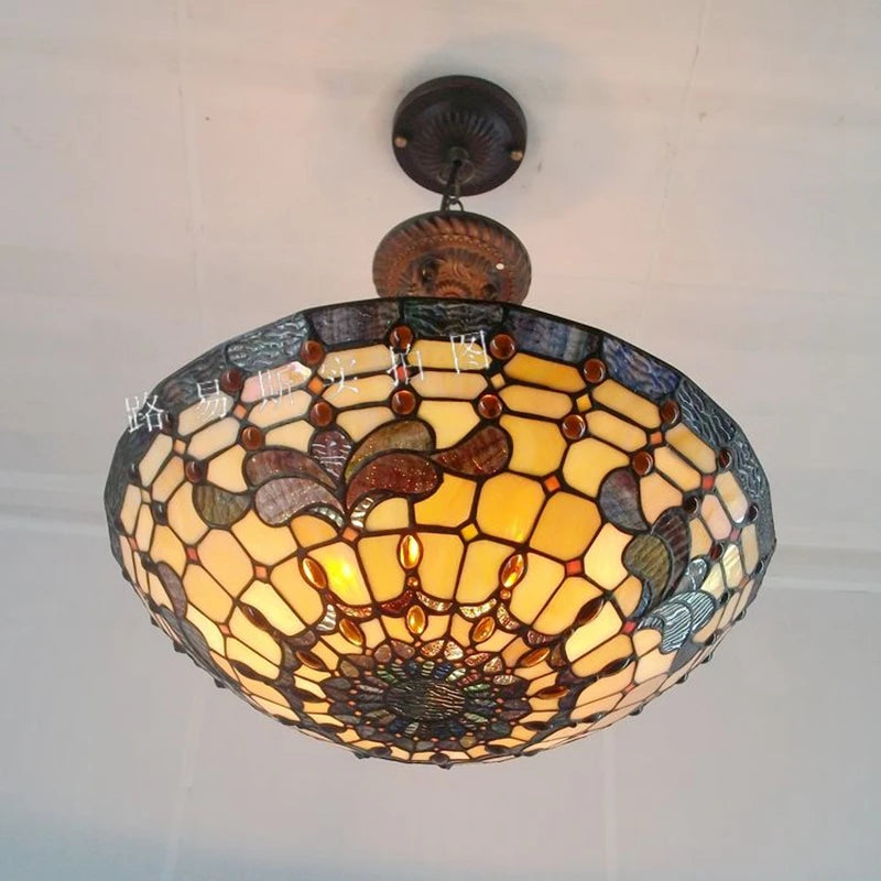 lustre en verre tiffany classique style européen pour décoration intérieure