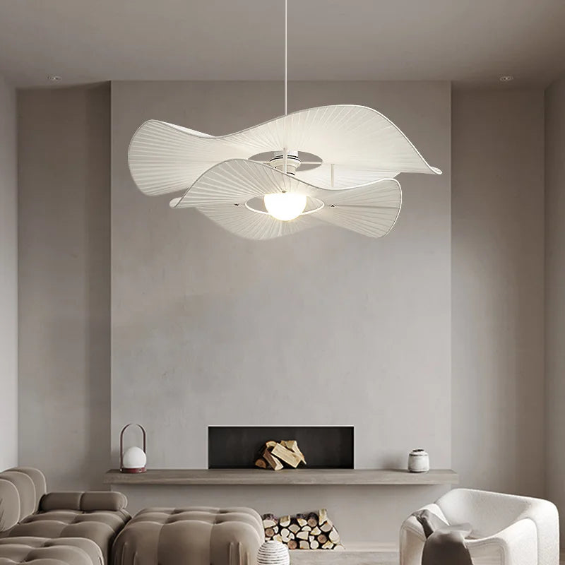 Suspension à chapeau nordique E27 lampes suspendues en tissu blanc pour salon salle à manger chambre lustre LED Luminaire d'intérieur - vue 4 sur 7