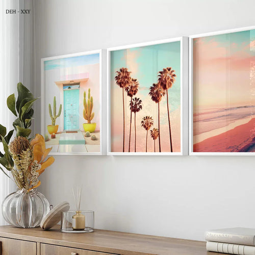 art mural nordique paysage plage cactus décoration intérieure