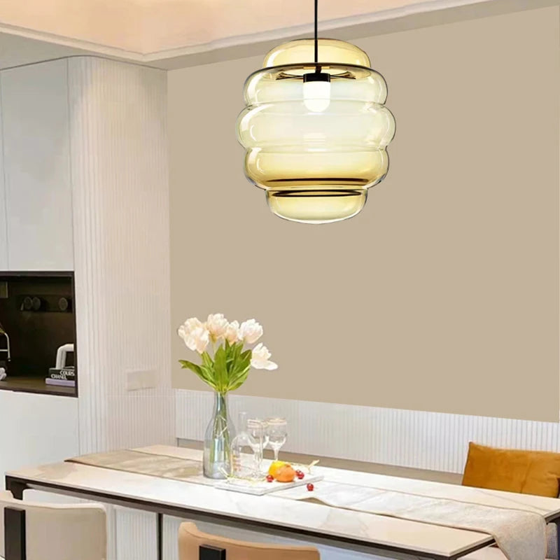 suspension en verre transparent pour restaurant avec fil réglable