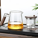 Théière verre kungfu pression avec infuseur poignée bois