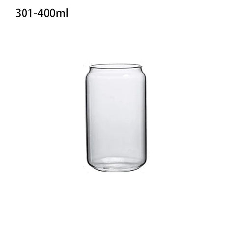 Verre canette borosilicate avec couvercle bambou et paille