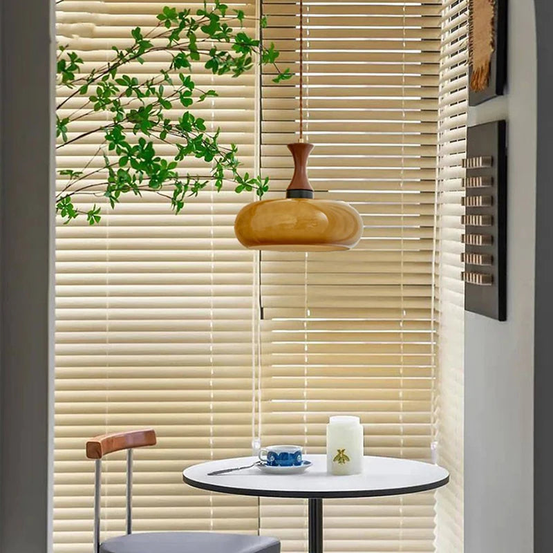 Japon Style Vintage Verre En Bois Massif Style Solitaire LED Lustre Décoratif Chambre Étude Salon De Thé Villa Simple Mode Lumière