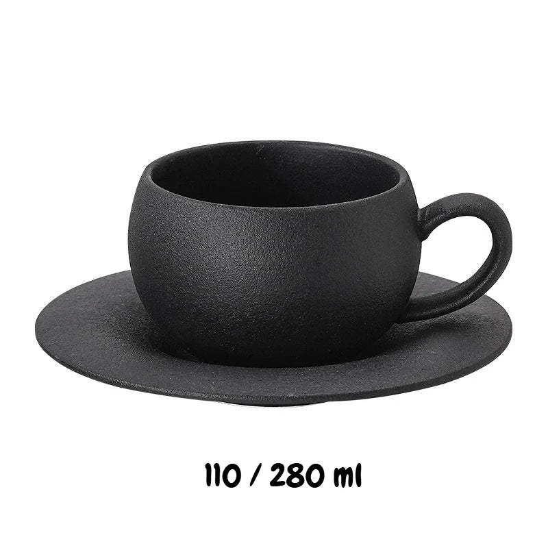 Mug céramique style pierre volcanique avec soucoupe