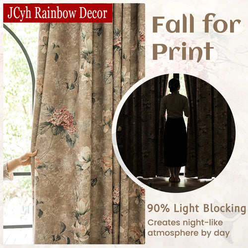 Rideau occultant floral style chinois traditionnel salon chambre