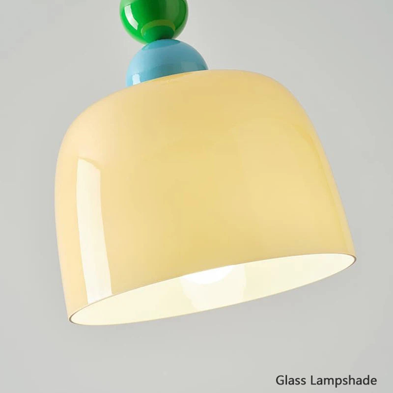lustre en bois et verre pour bar maison avec led intégrée