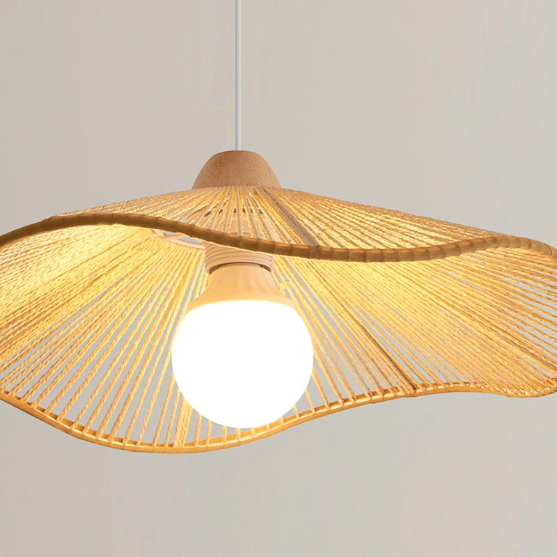 lustre suspendu wabi-sabi en corde de chanvre