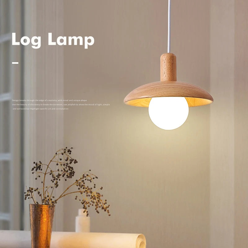 Lustre led rondins frais style nordique créatif bois art