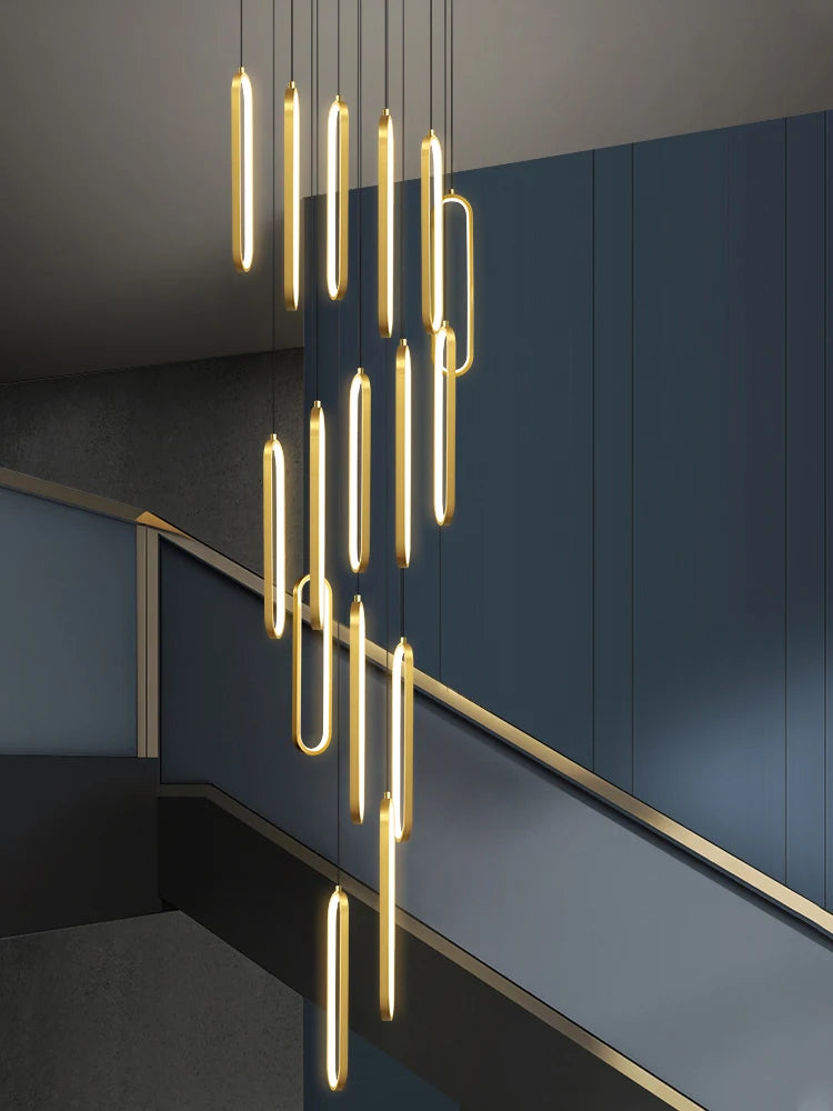 lustre ovale led minimaliste pour duplex hôtel penthouse - vue 5 sur 18