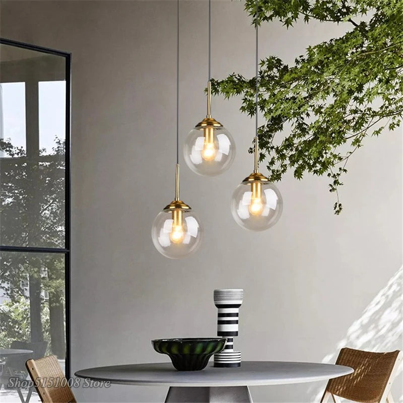 suspension modernes nordiques en verre led pour maison