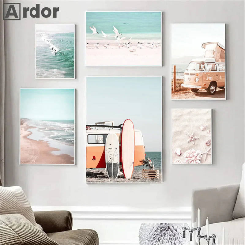 affiche de lever de soleil sur la plage moderne