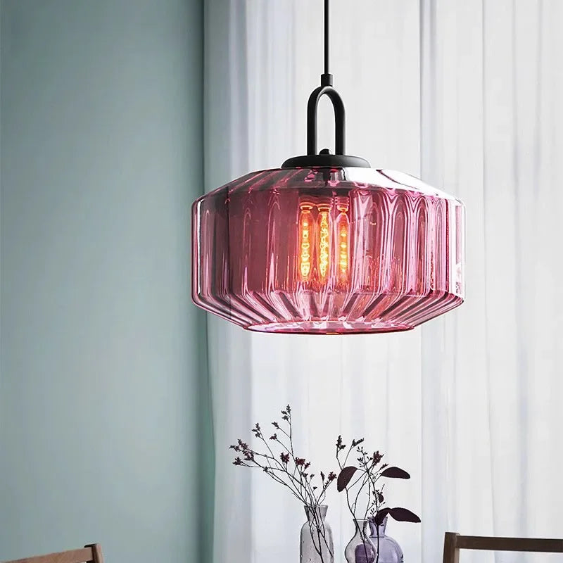 Suspension led nordique rétro en verre pour intérieur loft