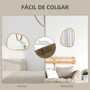 miroir mural homcom forme irrégulière avec cadre en bois naturel