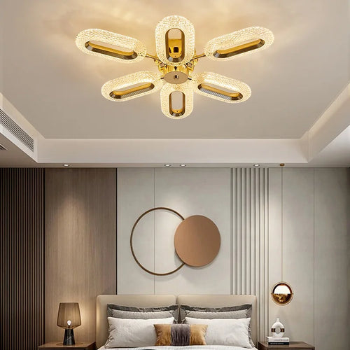 SANDYHA Post-moderne LED Lustre En Cristal Fleur Plafond Salon Salle À Manger Villa Étude Balcon Couloir Décoration De La Maison Lampes