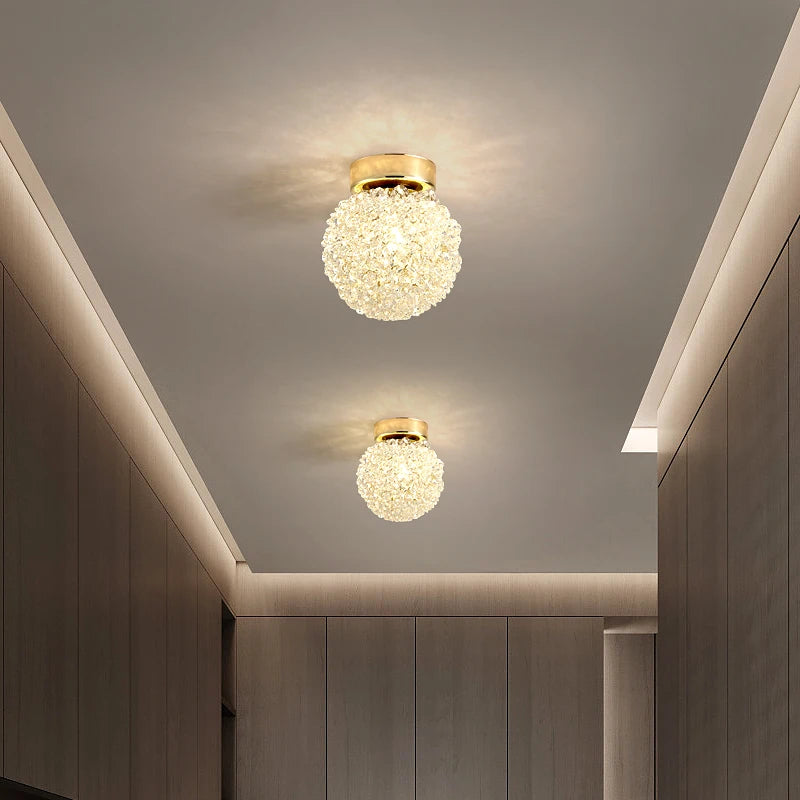plafonnier moderne en cristal et métal pour