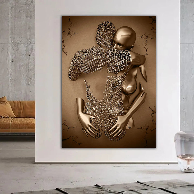 affiche imprimée sur toile couple amoureux s'embrassant décor mural