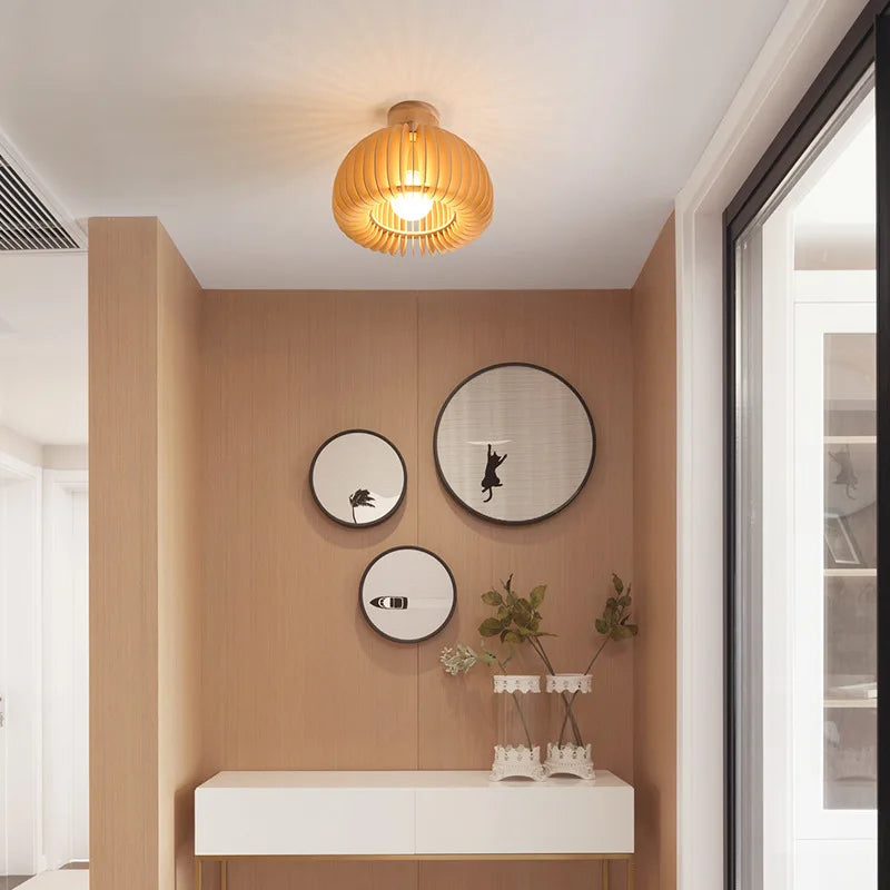 plafonnier led en bois massif design minimaliste moderne - vue 6 sur 8