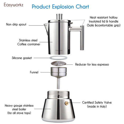 Cafetière italienne inox design induction easyworkz diego