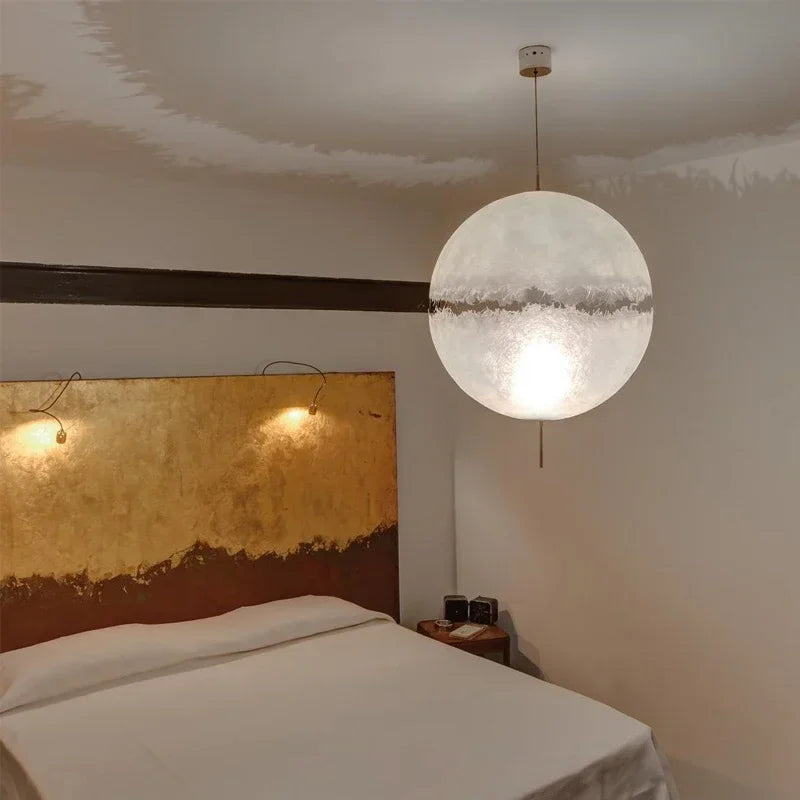 lustre style design italien led haut de gamme forme lune - vue 4 sur 13