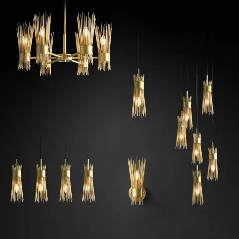 lustre en cuivre plein led décoratif pour maison créatif - vue 6 sur 16