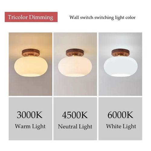 Walnut Wood ceiling light, Wabi-sabi Modern style, Aisle lighting for Bedroom, Living, Corridor, Aisle balcony, Entrance Hall