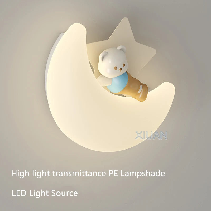 applique murale romantique lune ange ours fille enfant
