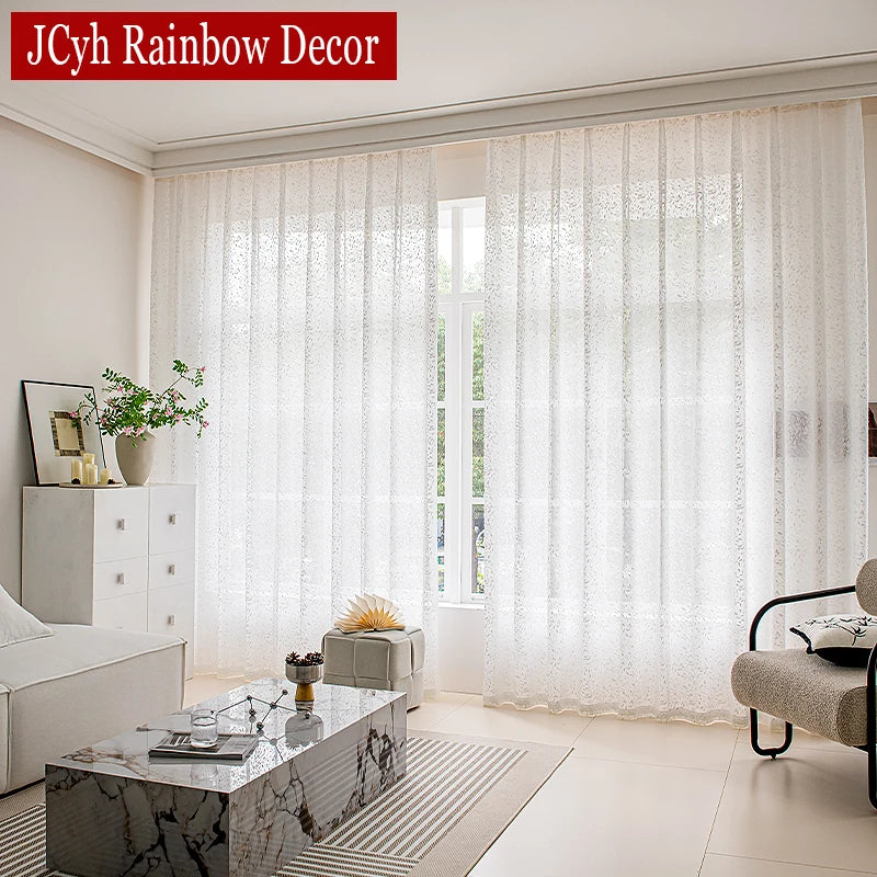 Voilage tulle à motifs décoratifs pour salon chambre - vue 3 sur 7